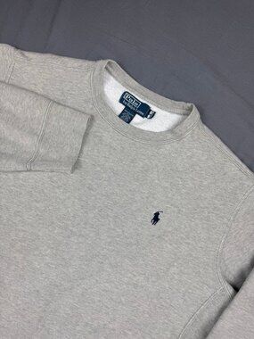 Vintage Polo Ralph Lauren Classic Pony Logo Crewneck Sweatshirt Medium Gray 90s